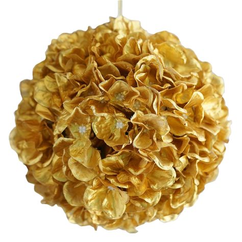 4 Pack 7 Gold Silk Hydrangea Kissing Flower Balls#whtbkgd 1111 Wedding, Gold Hydrangea, Hanging Centerpiece, Pomander Balls, Kissing Balls, Flower Balls, Hydrangea Bush, Backyard Reception, Wedding Backyard