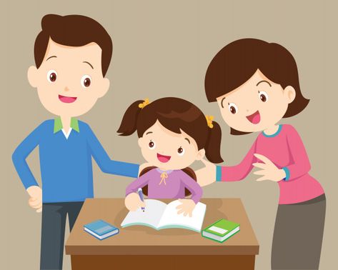 Parents and daughter doing homework Prem... | Premium Vector #Freepik #vector #school #people #book #love Kids Clipart Free, All About Me Project, Abc Mouse, Montessori Parenting, Parenting Daughters, Teacher Cartoon, Family Vector, School Cartoon, Family Theme