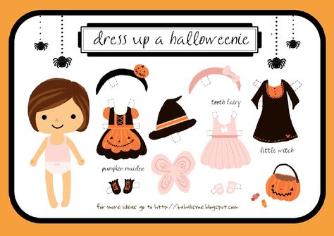 Free printable paper doll Halloween "dress up".. So fun for the little ones! Printable Halloween Decorations, Imprimibles Halloween, Boo Yall, Free Printable Paper Dolls, Halloween Infantil, Halloween Printables Free, Halloween Games For Kids, Paper Dolls Printable, Fall Printables