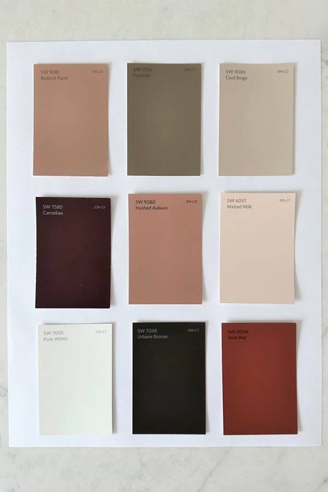 Blush Brown Paint Color, Rose And Terracotta Bedroom, Boho Wall Colors Bedrooms, Sw Dusty Rose, Pinky Brown Paint, Dusty Rose Interior Design, Dusty Rose Room Ideas, Red End Point Sherwin Williams, Rose Brocade Sherwin Williams