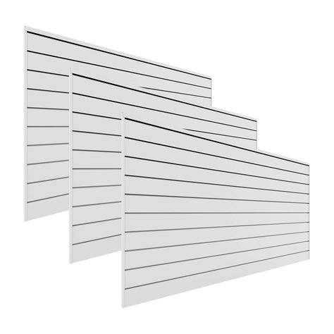 PRICES MAY VARY. Proslat Slatwall Panels include all required trims and hardware for installation Holds up to 75 lb. (34 kg) per square foot PVC Slatwall made from 90% recycled materials Lifetime warranty. Installed directly to studs or over drywall into studs Proslat Slatwall is designed and engineered to work exclusively with Proslat Accessories (sold separately). BUY MORE SAVE MORE! This kit features 3 sections of Proslat 8 x 4' PVC Slatwall for a total of 96 sq.ft. Available in 4 colors. Garage Conversion To Family Room, Slat Wall Panel, White Wall Paneling, Organizing Wires, Garage Conversion, Garage Makeover, Slat Wall, Garage Organization, Wire Shelving