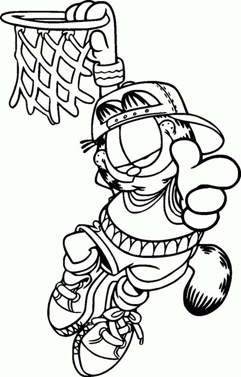 Garfield Play Basket Ball Coloring Pages Drawings To Colour In, Funny Coloring Pages For Kids, Sports Coloring Pages Free Printable, 2000s Coloring Pages, Garfield Coloring Pages, Coloring Sheets For Boys, Coloring Pages Boys, Basketball Coloring Pages, Boy Coloring Pages