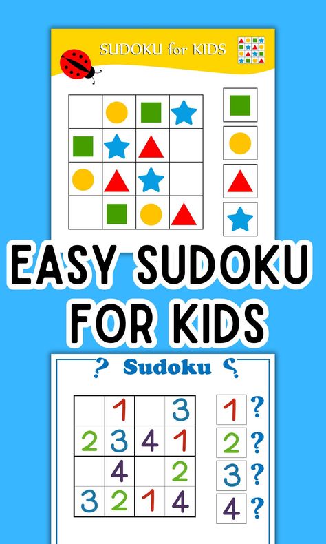 Beginner Picture Sudoku for Kids Printable - In The Playroom Kdp Ideas, Printable Sudoku Puzzles, Printable Sudoku, Sudoku For Kids, Kid Logic, Logical Reasoning, Free Puzzles, Jigsaw Puzzles For Kids, Printables Free Kids