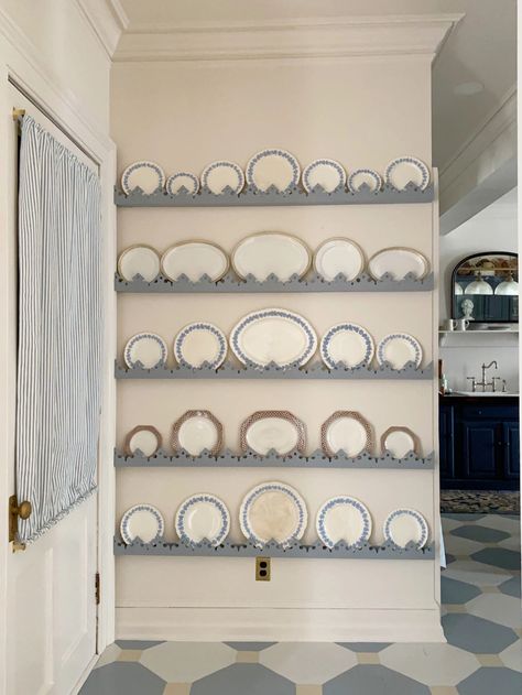 Floating Plate Rack, Wall Hanging Plate Rack, Wall China Display, Antique Plate Wall Display, Plate Wall Shelf, Kitchen Display Wall, Wall Of Plates, Plate Shelf Display, Plate Racks Wall Display