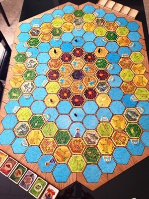 Prawn Designs - Hex Board Style 1 in use with Settlers of Catan Catan Game, Catan Board Game, Board Game Room, Catan Board, Board Game Box, New Year's Games, Settlers Of Catan, Board Game Table, Board Game Design