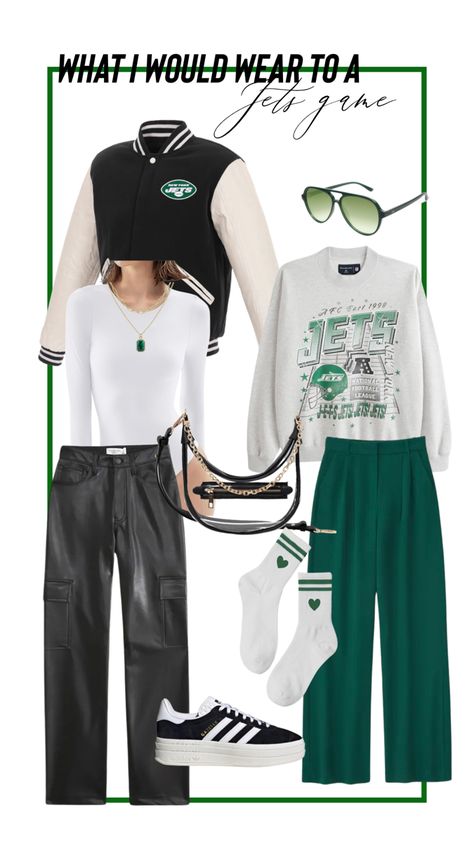 Jets Football Outfit Women, Ny Jets Gameday Outfit, Boyfriend Outfits, Sloane Tailored Pant, 2023 Mood, Jets Football, Boyfriend Outfit, Ny Jets, Nfl Outfits