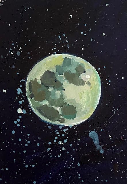 Creative Moon Drawing, Moon Painting Acrylic Aesthetic, Oil Pastel Space, Moon Art Elementary, Oil Painting Moon, Moon Oil Pastel, Oil Pastel Art Moon, Painting Of The Moon, Moon Oil Painting