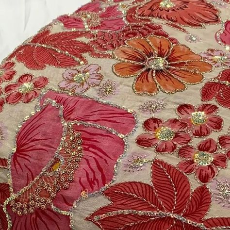 FABRICS FASHION BOUTIQUE | DESIGNER FABRIC STORE on Instagram: "Floral Printed with Sequence embroidered Designer Viscose Crape Fabric…!!  06 Shades.. ( width - 44 ) Price - ₹1050/ per meter" Embroidery Materials Fabrics, Sequence Design, Fancy Embroidery, Embroidery Materials, Boutique Design, Designer Fabric, Floral Fabric, Printed Materials, Fabric Store