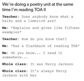 Its Percy Jackson. Its always Percy Jackson with her. Daughter Of Poseidon, Rick Riordan Series, Percy Jackson Head Canon, Percy Jackson Quotes, Percy Jackson Fan Art, Percy Jackson Memes, Percy Jackson Art, Rick Riordan Books, Percy Jackson Books