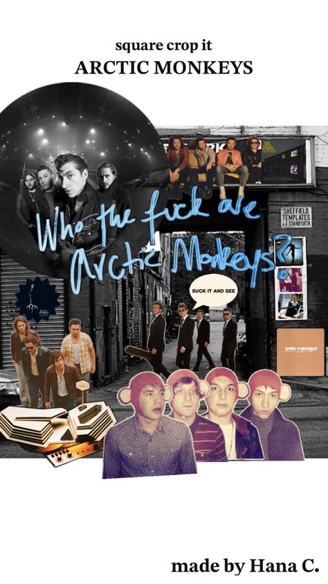 Arctic Monkeys Aesthetic Collage Arctic Monkeys Members, Arctic Monkeys Collage, Single Pictures, Album Pictures, Square Collage, Monkey 3, Artic Monkeys, Lyrics Aesthetic, Arctic Monkeys