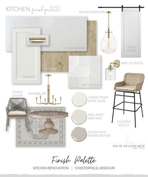 Small Kitchen Ideas With White Cabinets, Modern Farmhouse Patterns, Hgsw 4033 Creamy, Kitchen Inspo Board, White Kitchen Moodboard Interior Design, Cohesive Living Room And Kitchen, Transitional Kitchen White Cabinets, California Casual Kitchen Design, Sherwin Williams Alabaster Vs Benjamin Moore White Dove