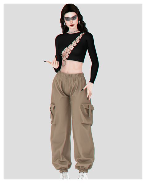 Sims 4 Cc Clothes Female Cargo Pants, Y2k Cc Sims 4 Clothes, Sims 4 Cc Street Style, Sims 4 Cc Two Piece Set, Sims4 Cc Clothes Y2k, Sims 4 Street Cc, Sims 4 Cc Tops Y2k, Sims 4 Baggy Pants, Sims4 Cc Clothing Female Y2k