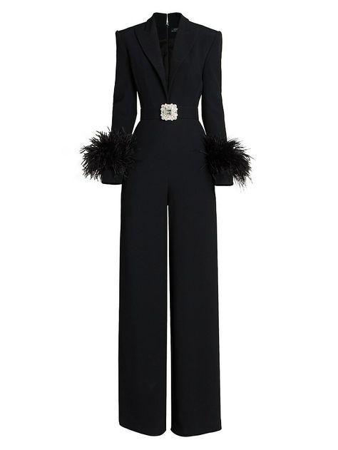 Andrew Gn, Soiree Dress, Belted Jumpsuit, Women Dresses Classy, Fancy Dresses Long, Elegant Dresses Classy, Fashionista Clothes, Classy Casual Outfits, Ostrich Feathers