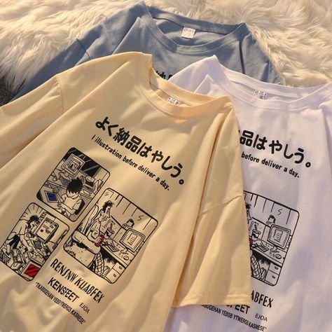 Japan aesthetic shirts. Harajuku aesthetic #aesthetic #japan #harajuku #shopeeph Men Japanese Style, Harajuku Anime, Oversize Casual, Anime T Shirt, Half Sleeve Tops, Fashion Streetwear, Harajuku Fashion, T Shirt For Men, Japanese Style