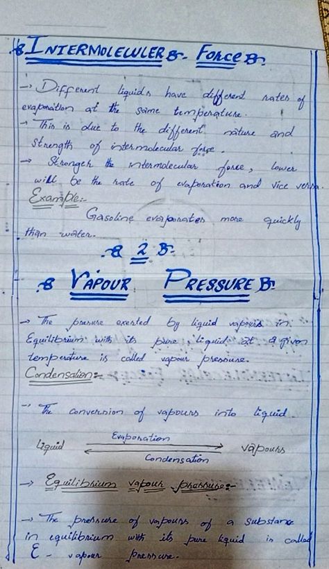 Vapour pressure notes by sir Asad chemical mastoi Intermolecular Forces Chemistry, Intermolecular Forces, Hand Written Notes, Written Notes, Chemistry Lessons, Surface Tension, Chemistry Teacher, Hand Writing, Study Skills