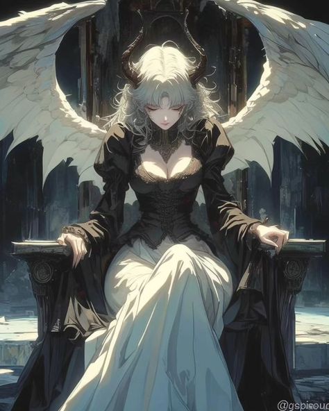 𝖂𝖎𝖓𝖌𝖊𝖉 𝕼𝖚𝖊𝖊𝖓 AI Generated | Gerado por IA | Midjourney #ai #midjourney #animestyle #angel #demon #anjo #demon #darkfantasy Demon Queen Anime, Anime Angel Female, Angelic Anime, Angel Girl Art, Demon With Wings, Character Art Female, Demon And Angel, Dark Demon, Demon Angel