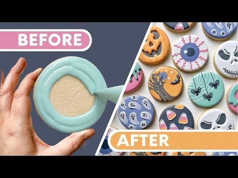 (3182) How to Decorate 8 Circle Pastel Halloween Cookies with Royal Icing - YouTube Frosted Cookies, Cookies With Royal Icing, Pastel Halloween, Cookie Frosting, Halloween Cookies, Royal Icing Cookies, How To Decorate, Royal Icing, Next Level