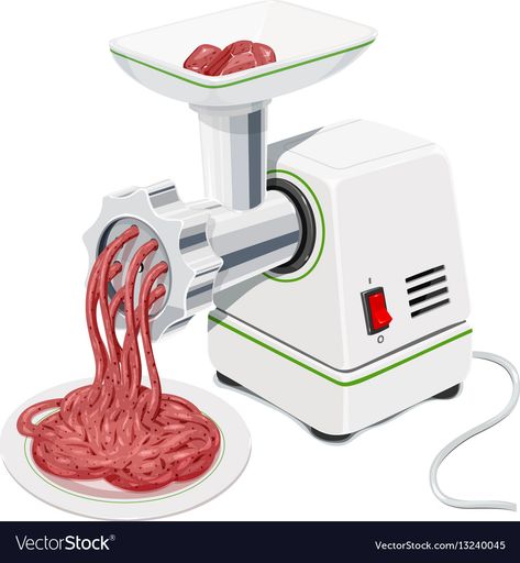 Electric meat grinder Royalty Free Vector Image Green Toaster, Felt Crochet, Red Toaster, Vintage Windmills, Egg Fast, Grilled Sausage, English Kitchens, Fry Bread, Best Meat