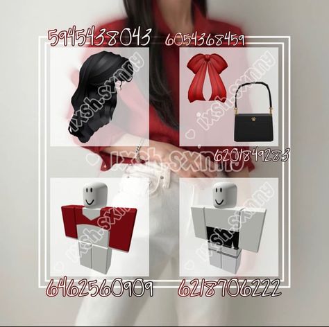 Red Shirt Codes Bloxburg, Red Pants Roblox Code, Bloxburg Red Accessories Codes, Roblox Id Codes For Clothes Red, Id Code Outfit, Red Color Outfits, Roblox Christmas, Red Shirt Outfits, Bloxburg Clothes