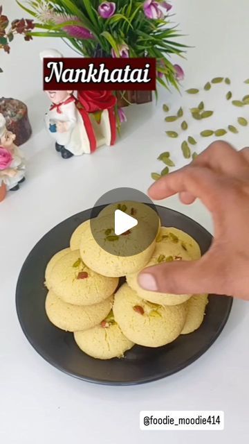 Foodie_moodie on Instagram: "🌠NANKHATAI🌠 Share and save for later ❤️  INGREDIENTS ⬇️  ✨ GHEE - 1 CUP  ✨ SUGAR - 1 CUP  ✨ MAIDA - 1 CUP  ✨ BESAN - 1/2 CUP  ✨ SEMOLINA - 1/4 CUP  ✨ CARDAMOM POWDER - 1/2 TSP  ✨ BAKING POWDER - 1/2 TSP  ✨ BAKING SODA - 1/4 TSP  ✨ FREEZE 10 MIN  ✨ BAKE - 180 DEGREE  ✨ TIME - 20 MIN . . Follow @foodie_moodie414 for more tasty recipes 😋  #nankhatai #nankhataibiscuit #nankhatairecipe #nankhataicookies #cookies #biscuit #cookielovers #homemadecookies #cookingvideo #recipeoftheday #recipe #explore #explorepage #follow #foodie_moodie414 #foodreelinindia #followforfollowback #save #likeforlikes #like #thankyou #thankful" Nankhatai Cookies, Nankhatai Recipe, Nan Khatai, Peanut Chutney, Cardamom Powder, Save For Later, Homemade Cookies, Cooking Videos, Tasty Recipes