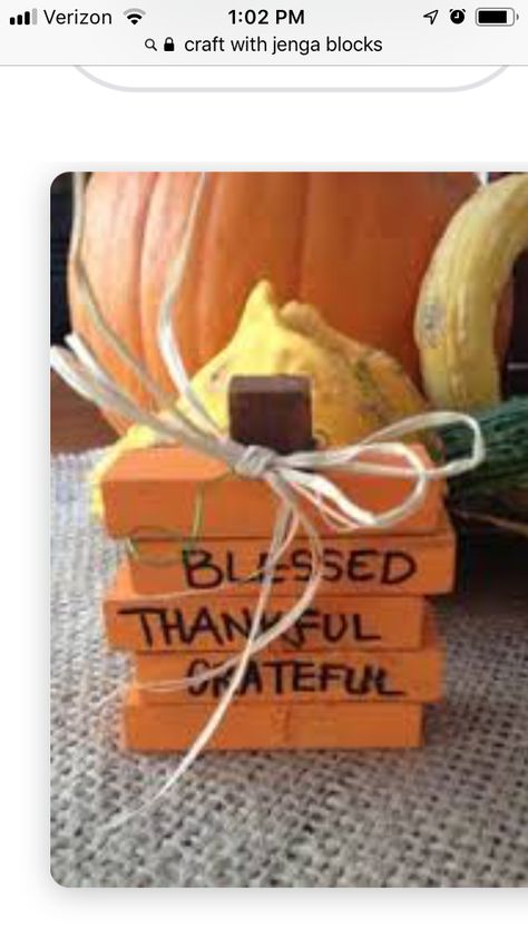 Pumpkins Out Of Jenga Blocks, What To Make Out Of Jenga Blocks, Jenga Blocks Pumpkin, Pumpkin Jenga Blocks, Jenga Fall Crafts, Jenga Blocks Halloween, Jenga Pumpkin Craft, Diy Crafts Using Jenga Blocks, Jenga Block Fall Decor