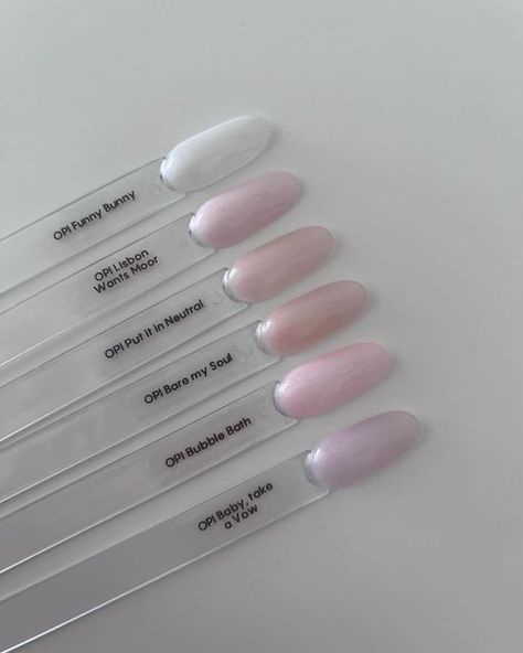 Neutral Opi Nails, Take A Bow Opi, Opi Neutral Colors, Opi Pink In Bio, Love Is In The Bare Opi Gel, Opi Neutral Nail Polish, Opi Colors Chart, Put It In Neutral Opi, Feminine Nails