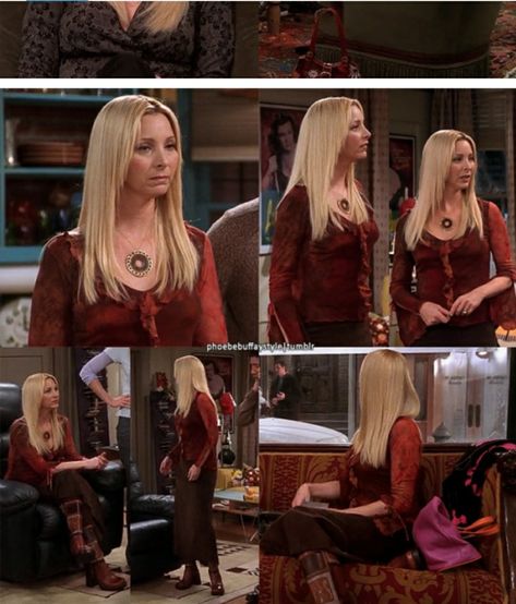 Phoebe Buffay Outfits Aesthetic, Phebeo Buffay Style, Friends Outfits Phoebe, Iconic Phoebe Buffay Outfits, Phoebe Friends Outfits, Edgy Grandma, Friends Tv Show Outfits, Phoebe Outfits, Phoebe Core