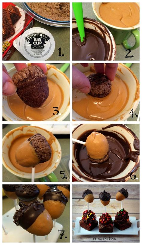 Acorn Cake Pops, Hot Chocolate In A Jar Recipe, Acorn Cake, Thanksgiving Cake Pops, Brownie Cake Pops, Thanksgiving Cake, Brownie Pops, Pops Cake, Woodland Cake