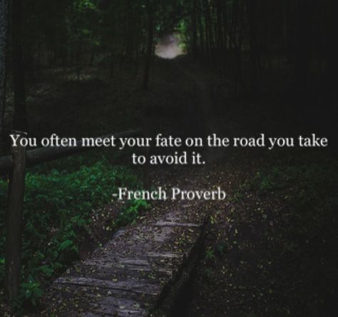 You often meet your fate on the road you take to avoid it.  -French Proverb French Proverbs, Reality Check Quotes, Wise Proverbs, Fate Quotes, Peter Brock, Italian Proverbs, Wisdom Thoughts, My Children Quotes, African Proverb