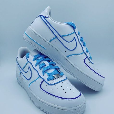 Flowers Anime, Black Air Force 1, Nike Air Force 1s, Blue Lines, Air Force 1 Custom, Custom Air Force 1, Cute Nike Shoes, Leather Paint, Cute Nikes