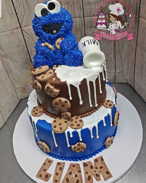 Cookie Monster 3rd Birthday Girl, Diy Cookie Monster Cake, Cookie Monster 2nd Birthday Boy, Cookie Monster 1st Birthday Cake, Cookie Monster Baby Shower Theme, Cookie Monster Treats, Cookie Monster 2nd Birthday, Cookie Monster Baby Shower Ideas, Cookie Monster Party Ideas