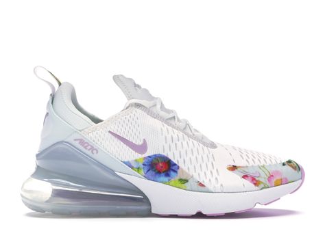 NIKE AIR MAX 270 WHITE FLORAL (W). #nike #shoes Floral Nikes, Nike Air Max 270 White, Shoes Sneakers Nike, Nike Air Max 270, Hot Sneakers, Air Max 270, Jordan Retro, Women's Sneakers, World Of Fashion