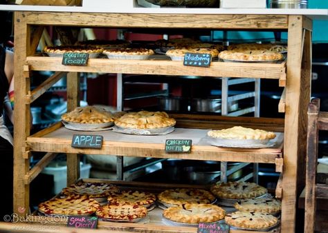 Pie Display | pie display!!!!! Pie Stand Decor Display, Pie Shop Aesthetic, Deli Decor, Pie Display, Bake Sale Displays, Scones And Jam, Cheese Display, Catering Food Displays, Deli Shop