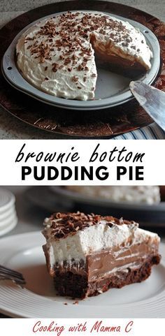 Best Desserts Ever, Brownie Crust, Chocolate Pudding Pie, Chocolate Pie With Pudding, Homemade Chocolate Pudding, Dessert Pie Recipes, The Best Desserts, Pudding Pie, Pudding Pies