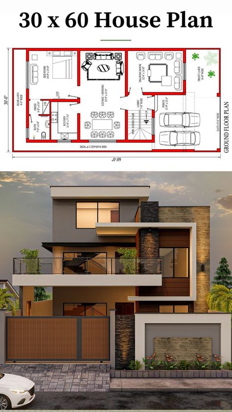 30x60 House Plan | 7 Marla House Plan | 30x60 House Map | 7 Marla House Map | House balcony design, House arch design, House plan gallery North East House Elevation Design, 30×60 House Plan North Facing, 3 Floor Elevation Design East Facing, Upper Balcony Ideas, House Design 30x60, 30x 60 House Plans, 30x60 House Plans North Facing, 30x60 East Facing House Plan, South Face Elevation Designs G+2