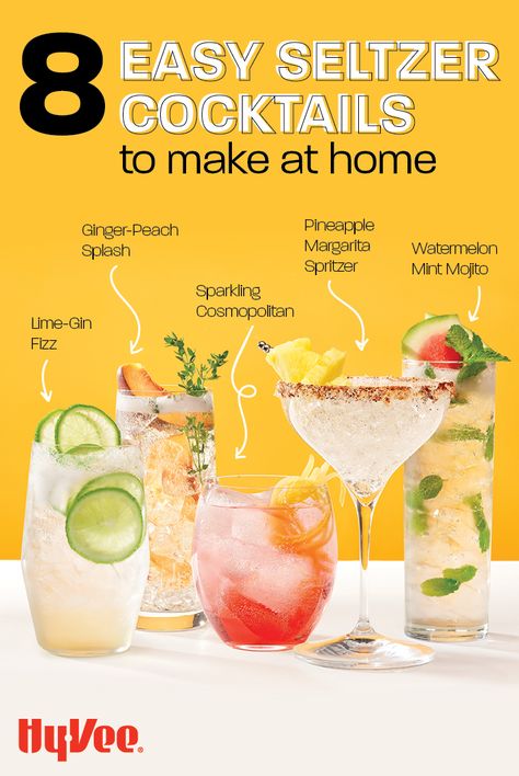 Fruity and bubbly, you can't go wrong with these easy seltzer cocktails! Sparkling Alcoholic Drinks, Polar Seltzer Cocktails, Farm Cocktails, Cocktails With Seltzer, Vodka Seltzer Drinks, Vodka Seltzer Cocktails, Sparkling Water Cocktails, Seltzer Cocktails, Cocktails At Home