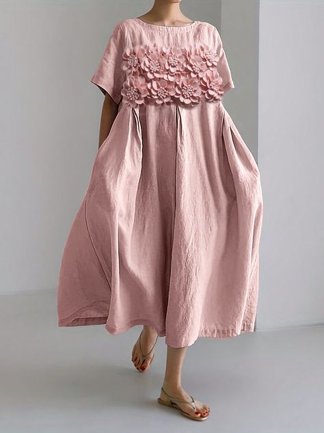 pabdress Casual Long Dress, Printed Casual Dresses, Cotton Linen Dresses, Long Dress Casual, Fashion 2024, Pink Maxi Dress, Women Long Dresses, Linen Dresses, Mode Inspiration