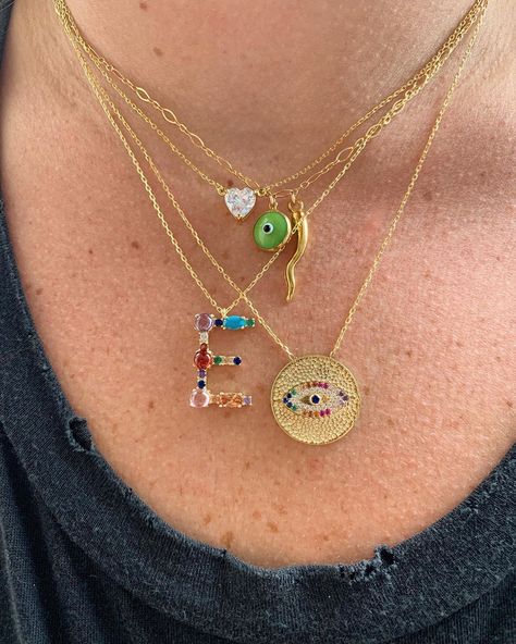 Symbol Of Protection, Diy Collier, Indie Jewelry, Dope Jewelry, Jewelry Lookbook, Evil Eye Charm, Good Energy, Girly Jewelry, Letter Necklace