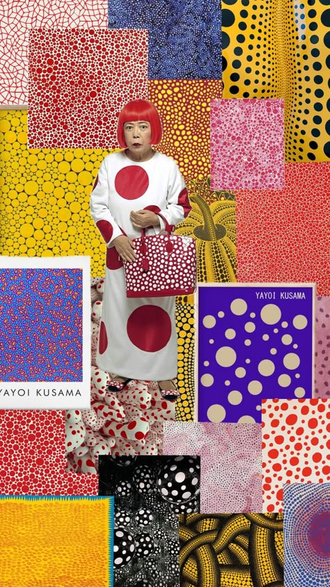 #yayoikusama #kusama #polkadots #popart Yahoo Kusama, Polka Dot Artist, Yayoi Kasuma, Yayoi Kusama Art, Kusama Yayoi, Kusama Art, Gcse Art Sketchbook, My Art Style, Art Style Inspo