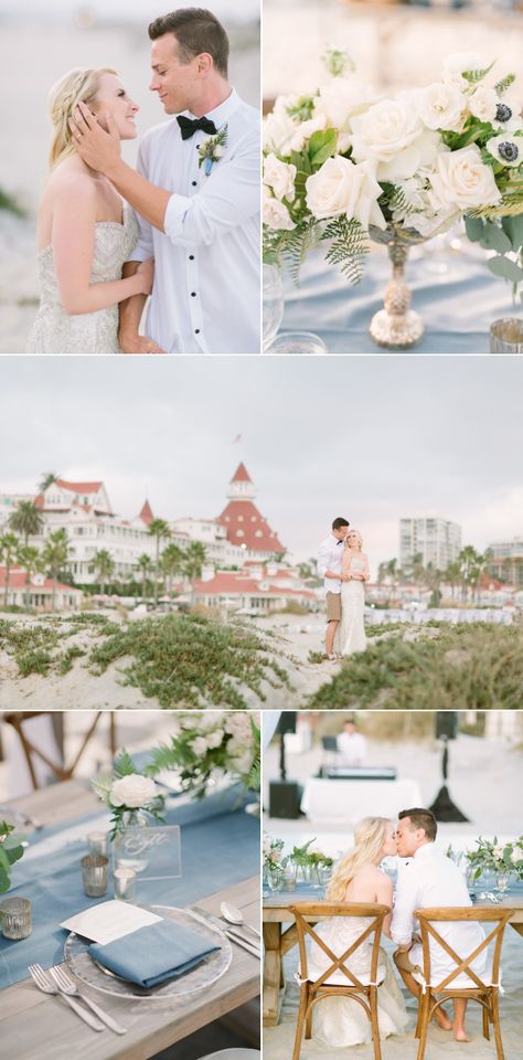 Hotel Del Coronado Wedding, Beachside Wedding, Hotel Del Coronado, Beach Bonfire, Kleinfeld Bridal, Beach Ceremony, Chiavari Chairs, Wedding Themes, Home Wedding