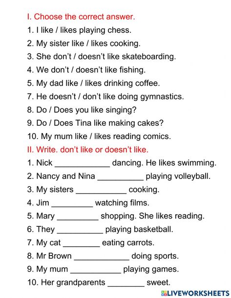 Do or does online activity for 4. You can do the exercises online or download the worksheet as pdf. Verb Do Does Worksheet, Do Does Worksheet Grade 2, Do Does Worksheet, English Excercise, Do Does, Grammar Work, Conjunctions Worksheet, Helping Verbs, English Worksheets For Kindergarten