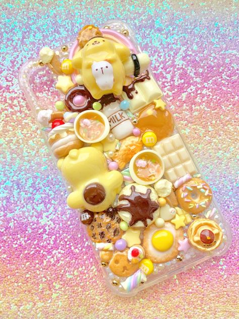 Pom Pom Purin Phone Case, Decoden Phone Case Pompompurin, Sanrio Decoden, Hello Kitty Decoden Phone Case, Pom Pom Purin, Pom Purin, Decoden Phone Case Whipped Cream, Harajuku Decora, Chocolate Slabs