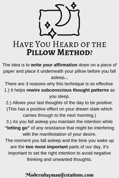 Pillow Method, Manifestation Techniques, Message Positif, Under Your Spell, Les Chakras, Manifestation Journal, Positive Messages, Manifestation Quotes, How To Manifest