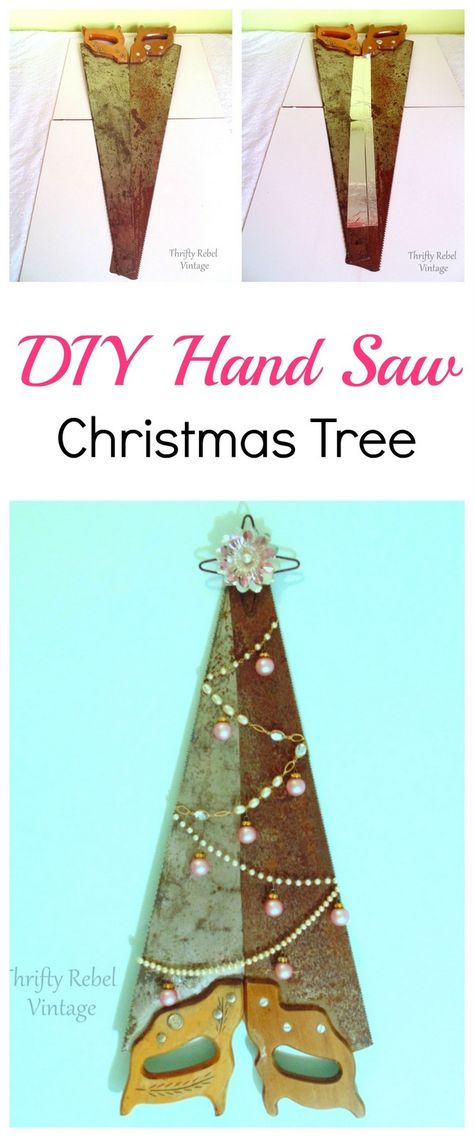 Create a fun wall tree by repurposing some hand saws and decorating them to match your decor. Yard Art From Junk Repurposing, Yard Art From Junk, Ideas For Yard, Refurbished Items, Tool Crafts, Upcycled Christmas, Gifts Drawing, Wall Tree, Wall Christmas Tree