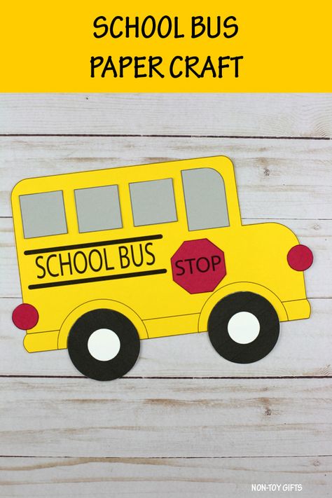 Preschool Crafts For First Day Of School, Transportation Day Preschool, School Bus Cutout, School Bus Art For Toddlers, School Bus Preschool Craft, School Bus Art Preschool, My School Crafts Preschool, Bus Crafts For Preschoolers, School Bus Crafts For Toddlers