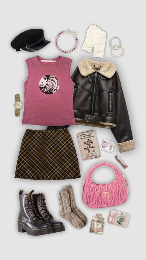 Pink Brown Outfit, Brown Y2k Outfit, Pink And Brown Outfit, Vintage Vibes Aesthetic, Revlon Black Cherry, Brown Aesthetic Outfit, My Melody Outfit, Brown Outfit Aesthetic, 2000 Outfits