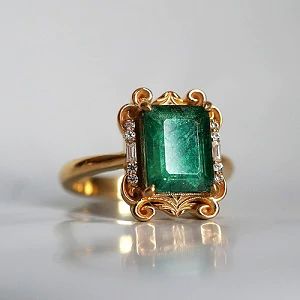 Architectural Buildings, Art Deco Emerald Ring, Emerald Rings, Gemstone Art, Bridal Musings, Emerald Cut Rings, Emerald Diamond Ring, Sparkly Things, Art Deco Engagement