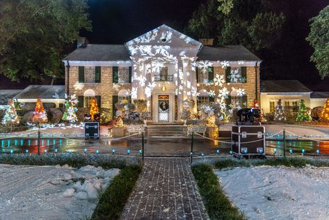 Hallmark's 'Christmas at Graceland' Was Filmed at Elvis Presley's Home in Memphiscountryliving Graceland At Christmas, Christmas At Graceland, Elvis Graceland, Elvis Presley Christmas, Elvis Presley House, Graceland Mansion, Presley Family, Graceland Memphis, Elvis Presley Memories