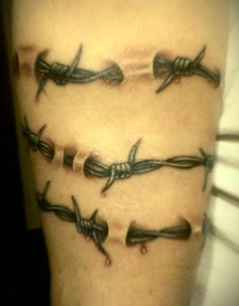 Barbed wire tattoo Realistic Barbed Wire Tattoo, Bard Wire Tattoos, Barbed Wire Underboob Tattoo, Bobwire Tattoos For Women, Barbwire Tattoo Arm, Barbwire Tattoo For Men, Barb Wire Tattoo For Women, Bobwire Tattoos, Side Tats