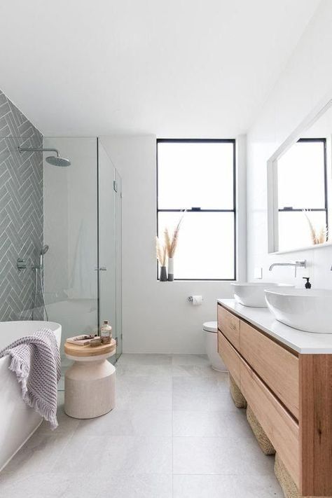 White Bathroom Designs, Scandinavian Bathroom, Small Bathroom Makeover, Bathroom Tile Designs, Bathroom Trends, White Bathroom, Small Bathroom Remodel, Modern Bathroom Design, Diy Bathroom